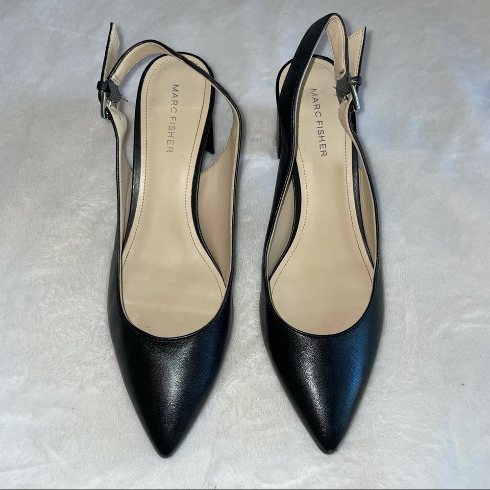 Marc Fisher black sling back pointed toes heels